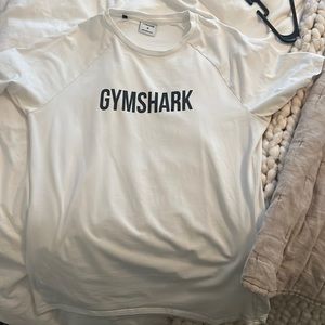 White M gym shark shirt